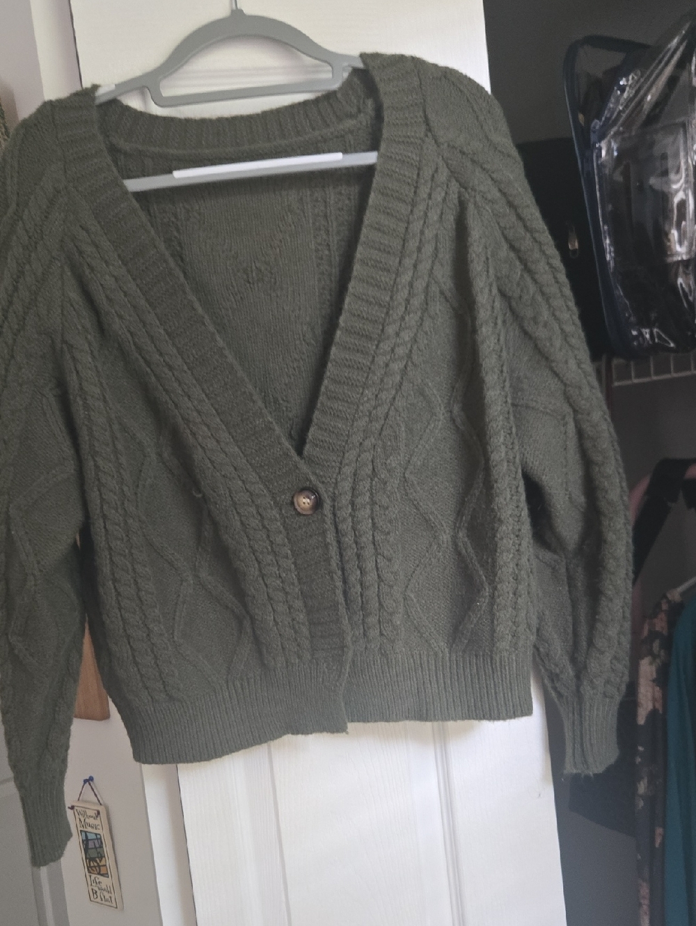 Cider Olive Cable-Knit V-Neck Cardigan